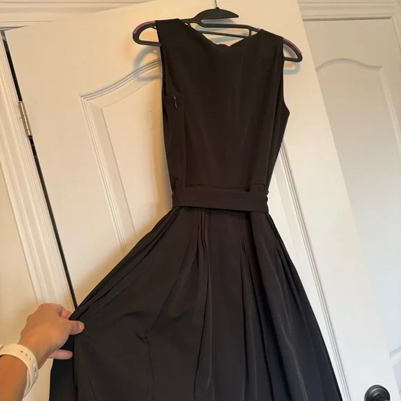 Calvin Klein Black Sleeveless Midi Dress with Pleated Skirt - Picture 1 of 7